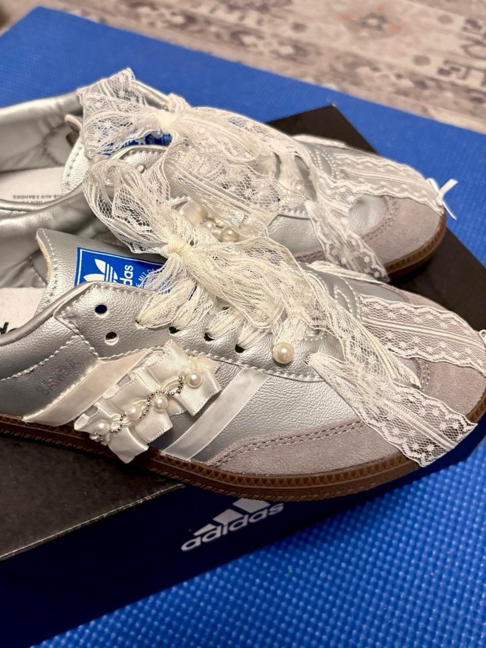Adidas Women’s Silver Lace & Pearl Samba Sneaker